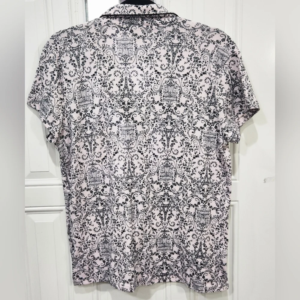 Laura Ashley pink black Paris theme 2pc. Pajamas set women's size Medium